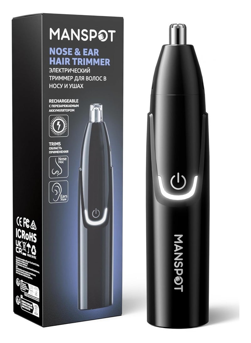 MANSPOT Nose & Ear Hair Trimmer for Men – Painless Nose Hair Trimmer Rechargeable with 8000-RPM Powerful Motor, Dual-Edge Blades, IPX6 Waterproof, USB-C Charging, 90min Runtime & Detachable Head - Image 1